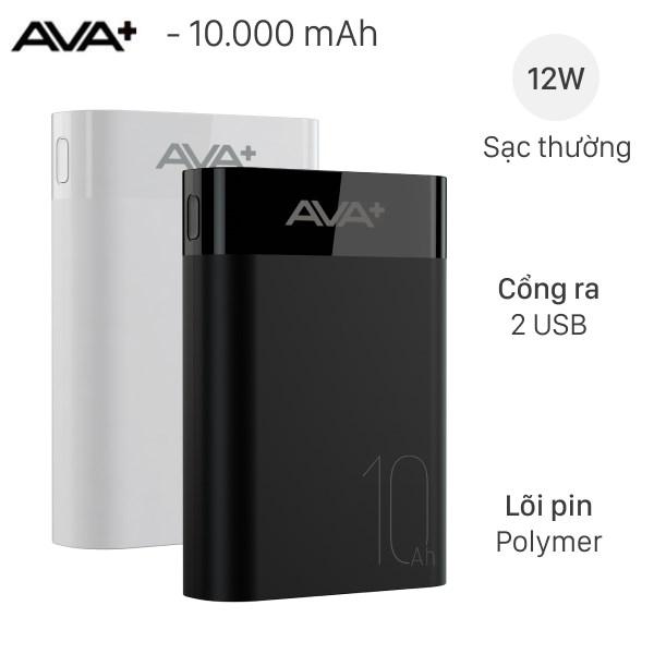 Sạc dự phòng Polymer 10000mAh 12W AVA+ JP299