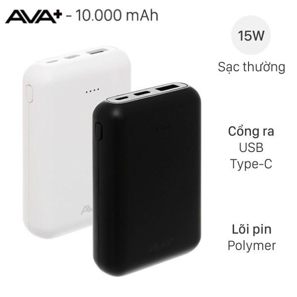 Sạc dự phòng Polymer 10000mAh Type C 15W AVA+ DS2107