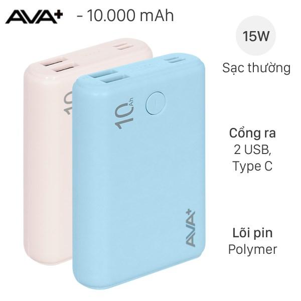 Sạc dự phòng Polymer 10000mAh Type C 15W AVA+ JP399