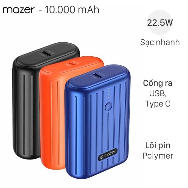 Sạc dự phòng Polymer 10000mAh Type C PD QC3.0 22.5W Mazer Super Mini V2