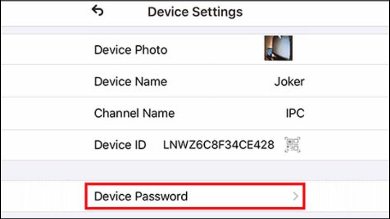 Tiếp tục chọn Device Password