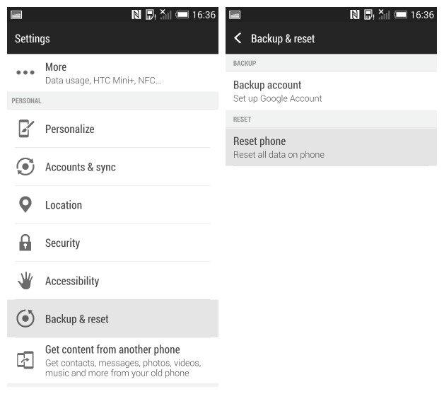 Xác nhận quá trình Reset HTC One M8