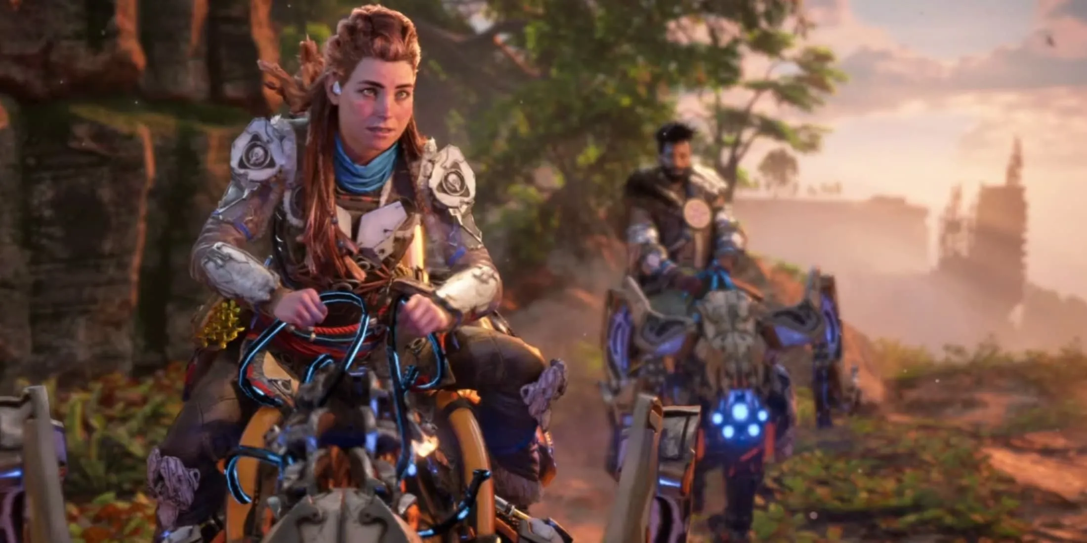 Aloy trên thú cưỡi trong Horizon Forbidden West