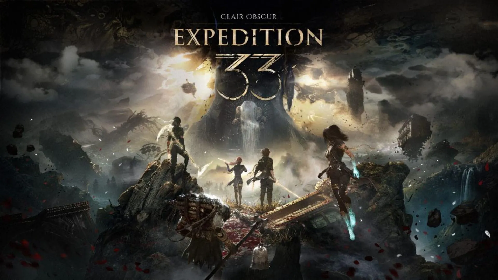 Ảnh bìa chính thức của game Clair Obscur: Expedition 33 với các nhân vật chính
