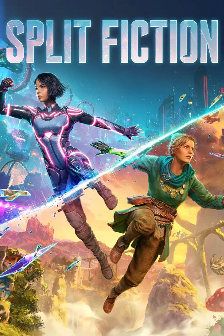 Ảnh bìa chính thức của game Split Fiction thể hiện hai nhân vật chính
