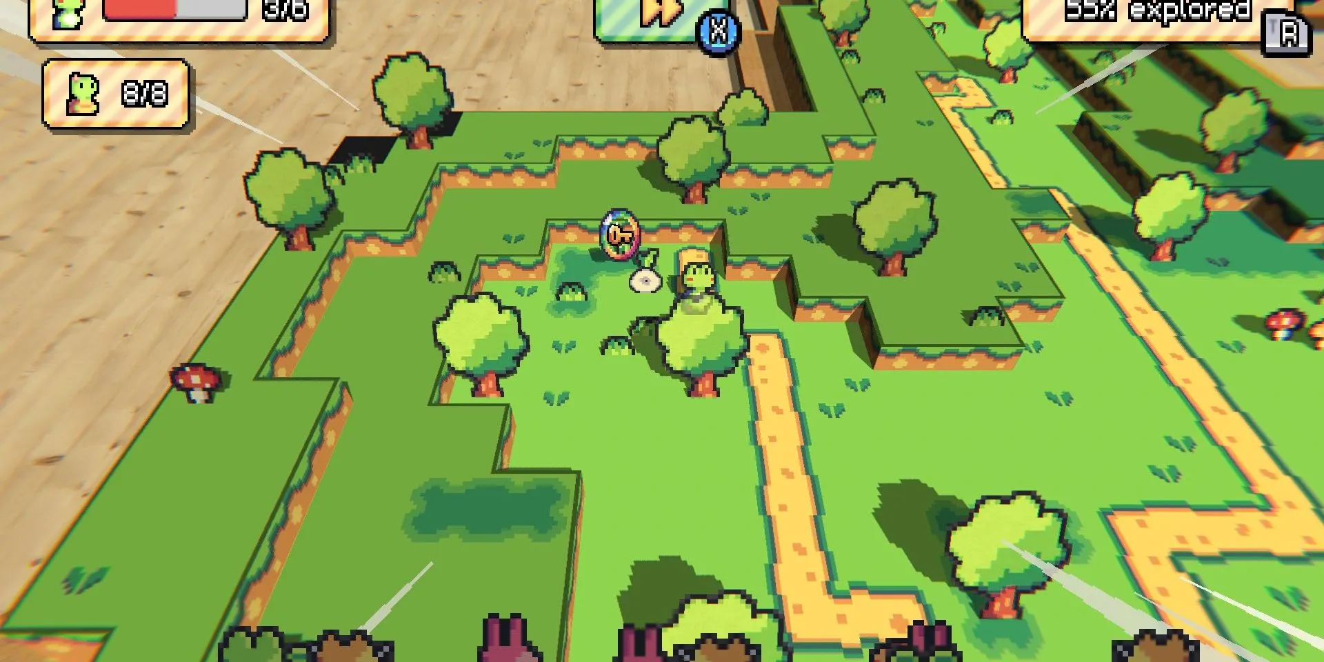 Ảnh chụp màn hình demo Paper Animal Adventure, người chơi khám phá vùng đồng bằng