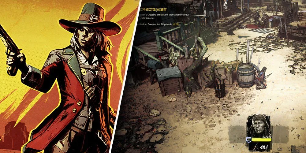 ảnh chụp màn hình game Weird West với góc nhìn isometric và phong cách miền Tây kỳ dị