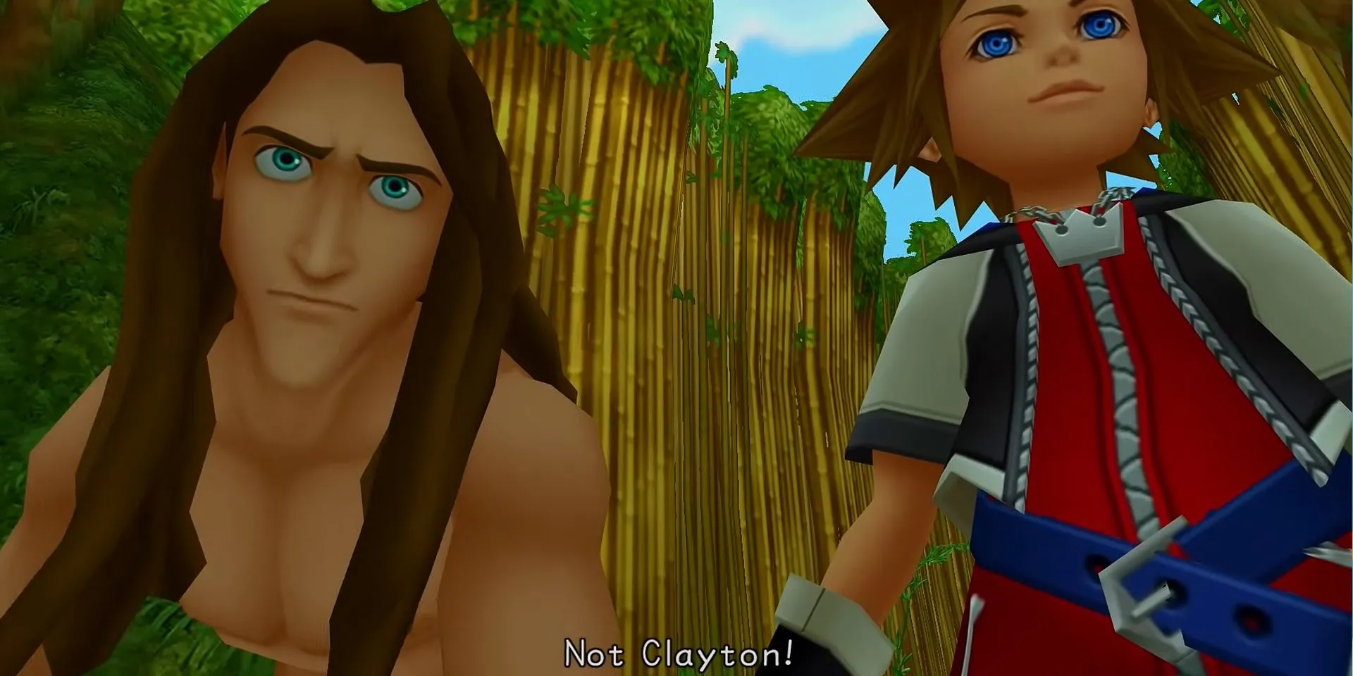 Ảnh chụp màn hình thế giới Deep Jungle của Kingdom Hearts 1, nơi Tarzan sinh sống.