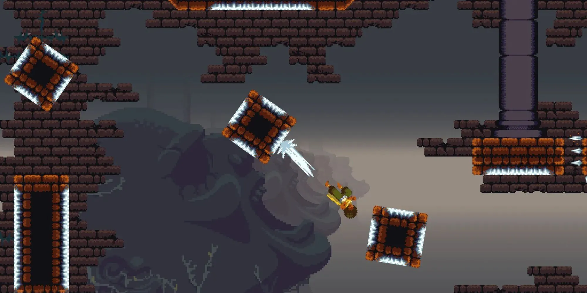 Ảnh chụp màn hình từ game Insanely Twisted Shadow Planet, một tựa game có phong cách tương tự Dandara
