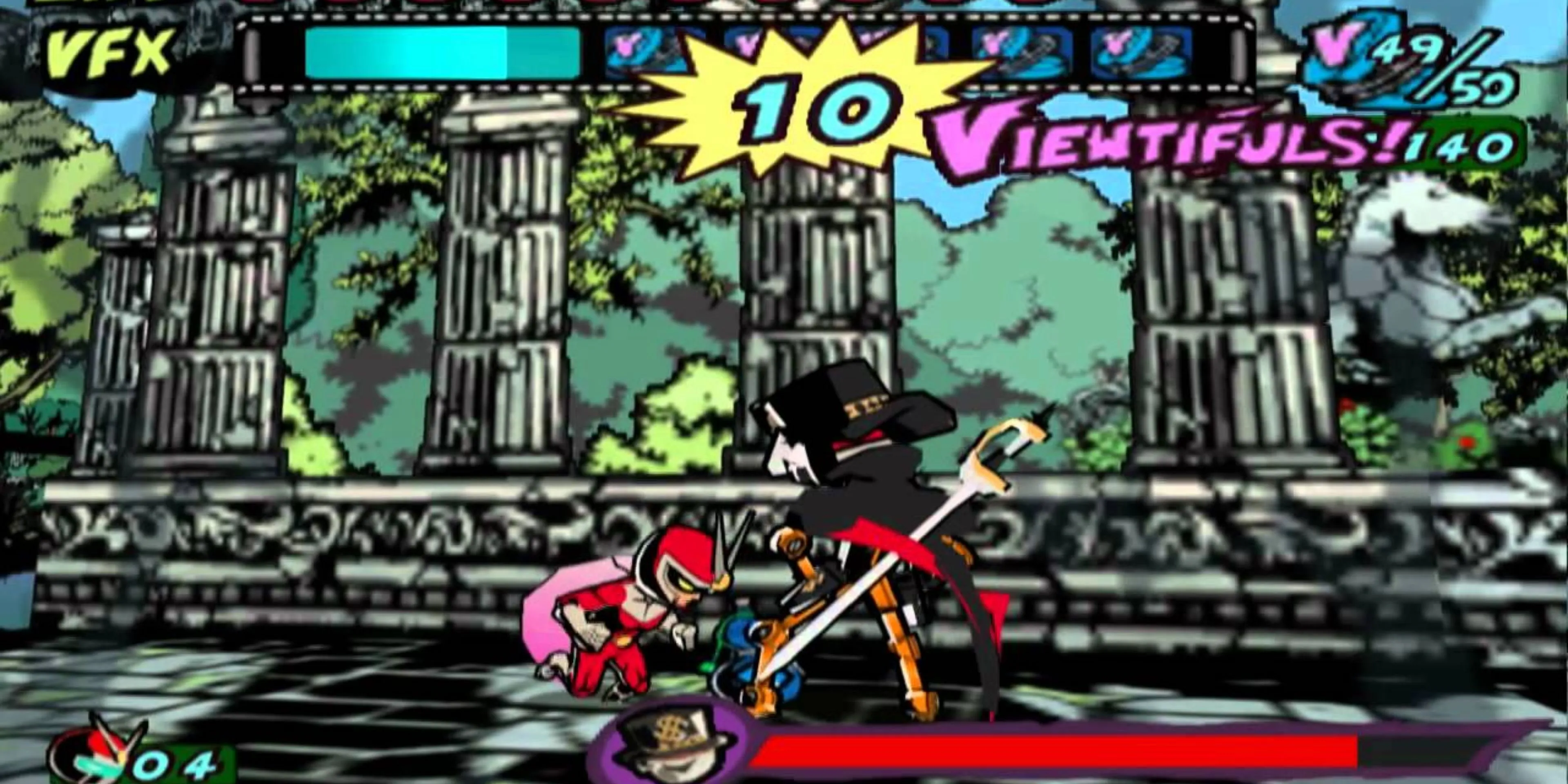 Ảnh chụp màn hình Viewtiful Joe đang chiến đấu