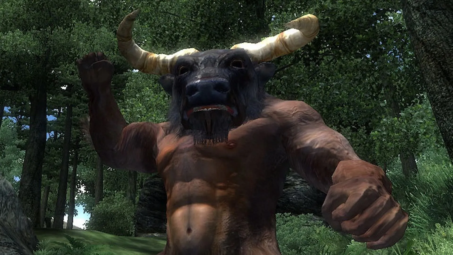 Ảnh leak đồ họa The Elder Scrolls IV Oblivion Remastered: Cảnh chiến đấu với quái vật Minotaur trong hầm ngục
