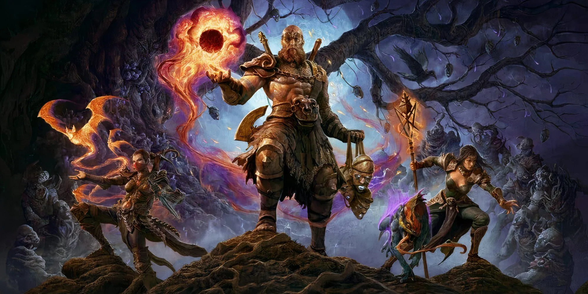 Ảnh nghệ thuật chủ đạo cho Diablo 4 Season 8 với biểu tượng và không khí u ám