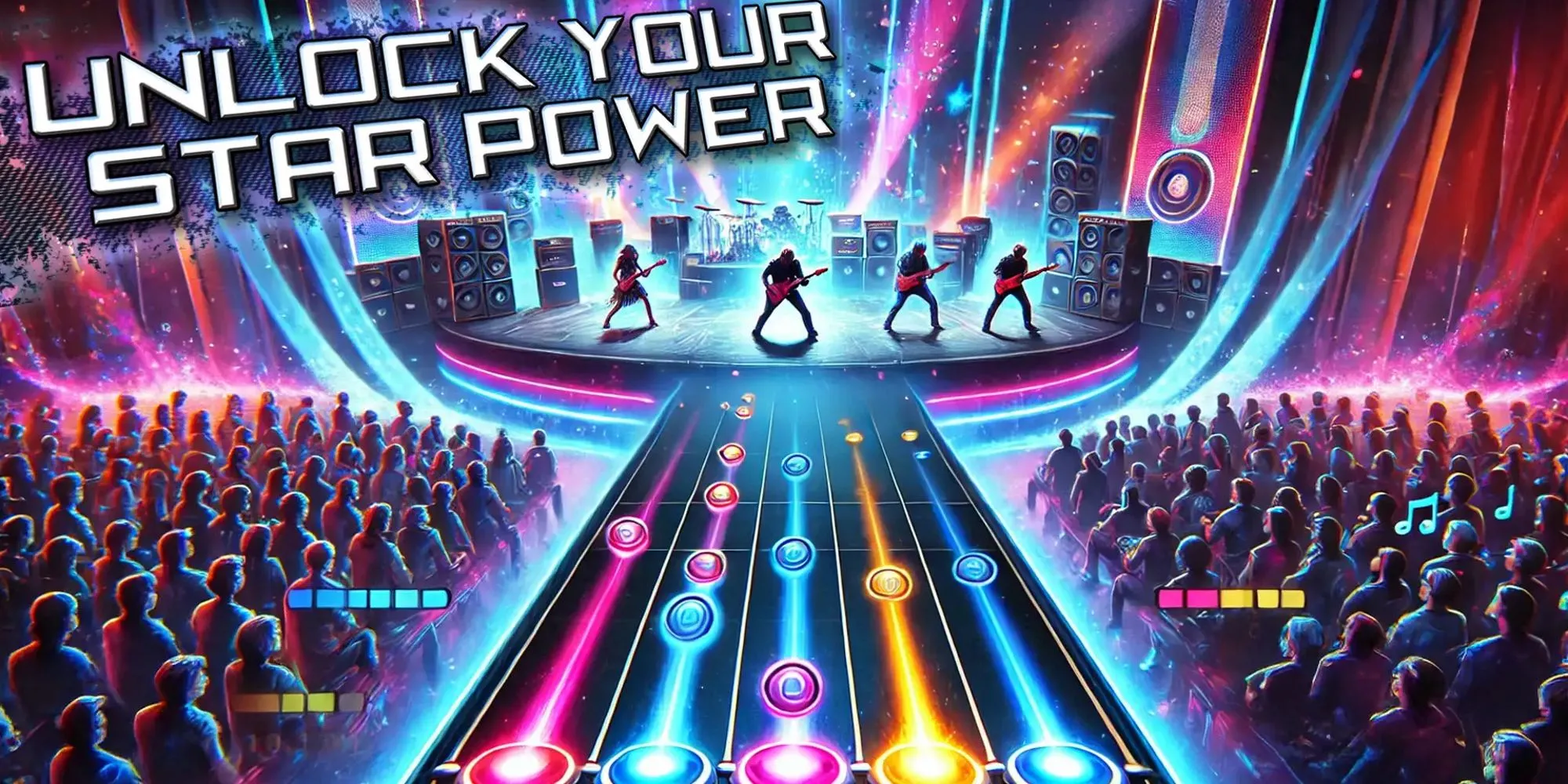 Ảnh quảng cáo Guitar Hero Mobile giả lập trên app store do AI tạo