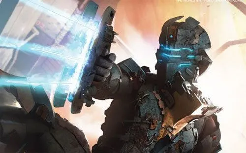 Áp phích chính thức của Dead Space 2 với Isaac Clarke trong bộ giáp và ánh sáng xanh đặc trưng.