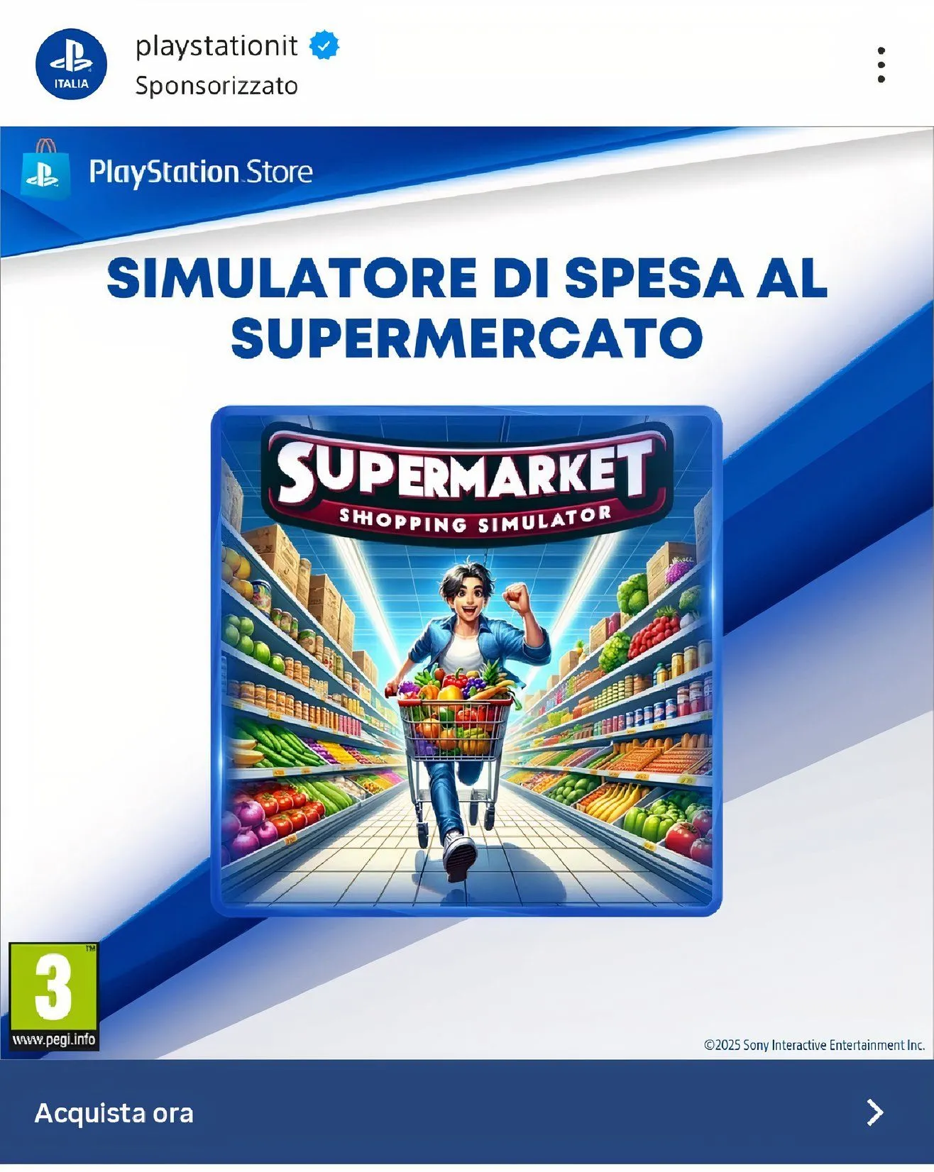 Sony "Muối Mặt" Vì Lỡ Quảng Cáo Game AI Siêu "Rác" 1 Bài đăng quảng cáo game Supermarket Shopping Simulator trên Instagram PlayStation Italy với hình ảnh nhân vật AI kỳ dị