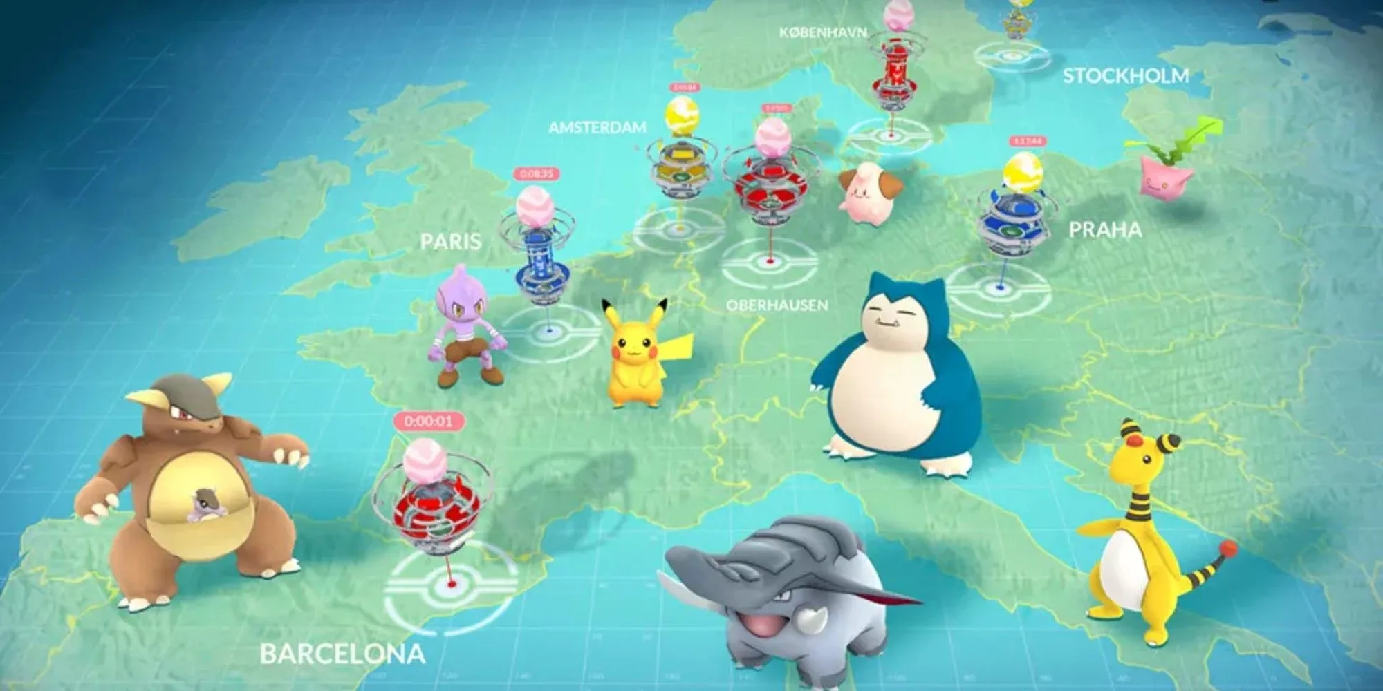 Bản đồ hiển thị các Pokémon theo khu vực trong Pokémon Go, minh họa công nghệ định vị của Niantic