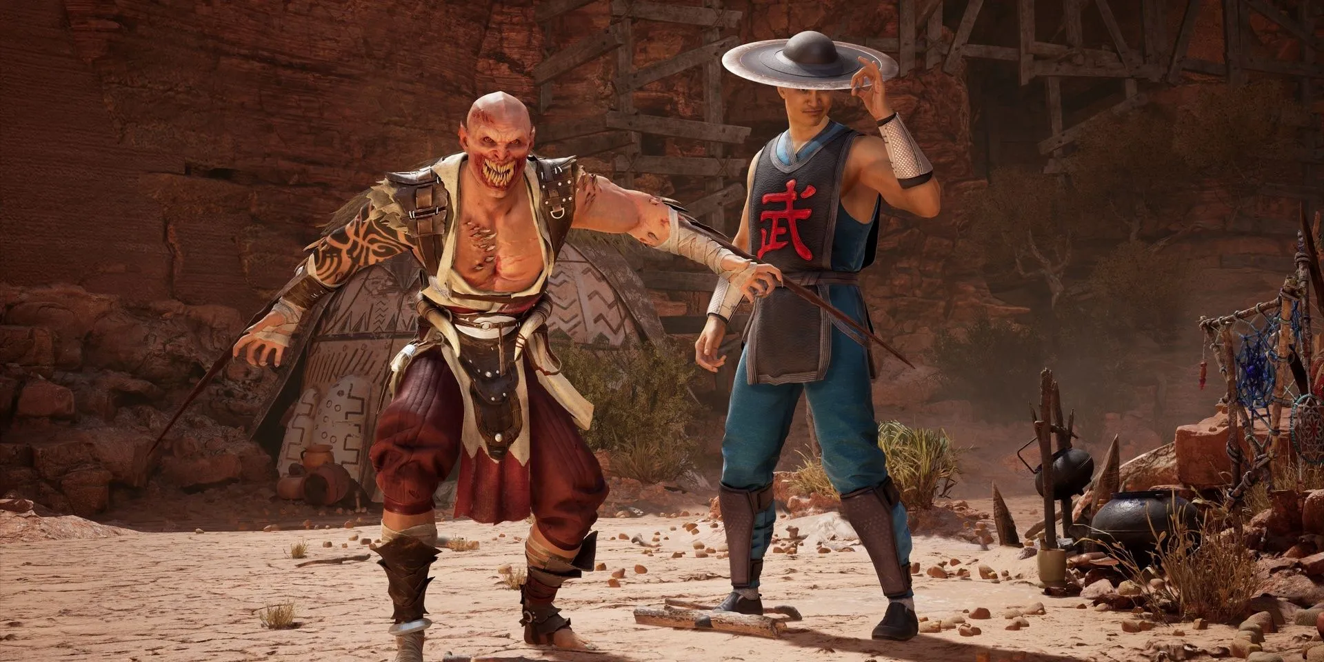 Baraka, một nạn nhân của Tarkat, đối đầu với Kung Lao trong Mortal Kombat 1