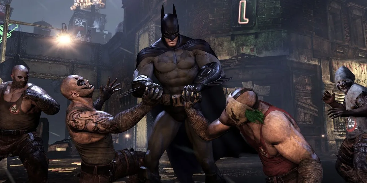 Batman thực hiện phản đòn trước nhiều kẻ địch cùng lúc trong Batman Arkham City