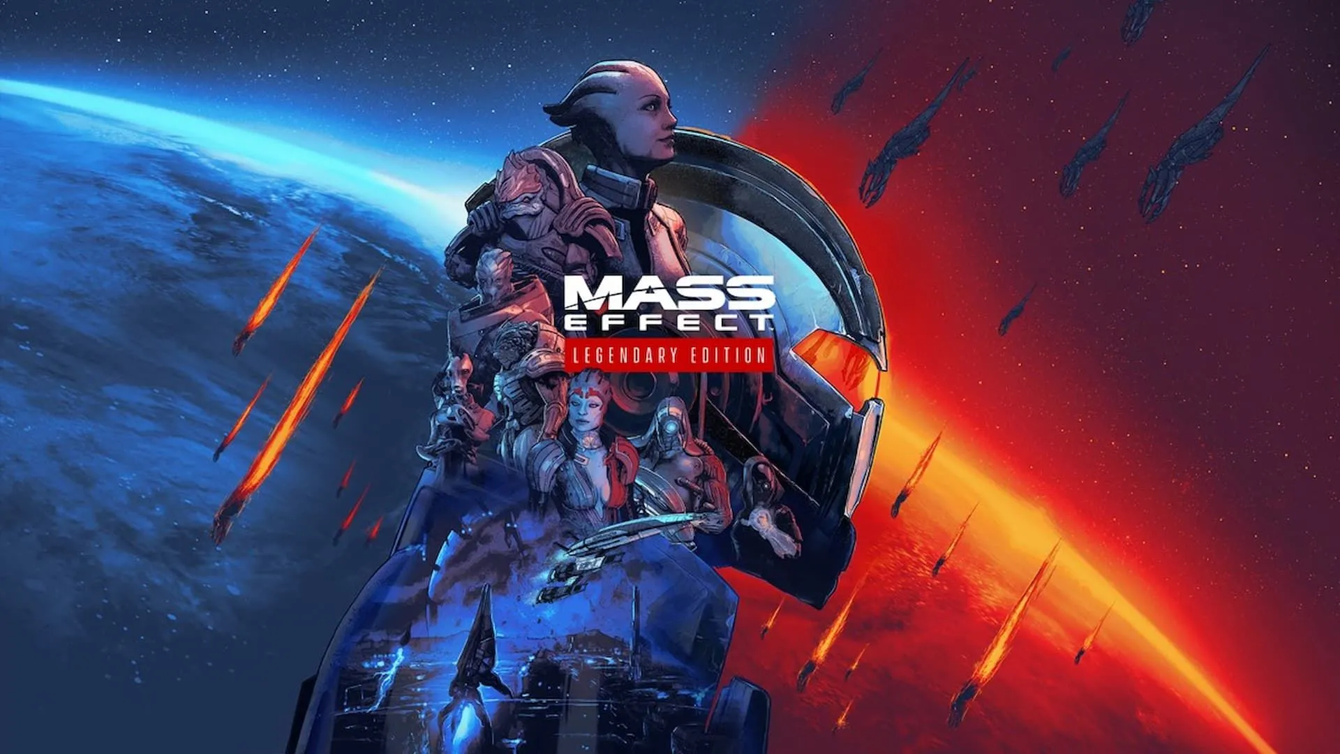 Bìa game Mass Effect Trilogy với các nhân vật chính