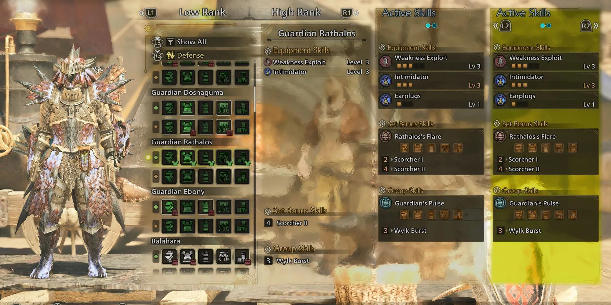 Bộ giáp Guardian Rathalos đầy đủ trong Monster Hunter Wilds, lựa chọn tối ưu cho build Cung hạng thấp