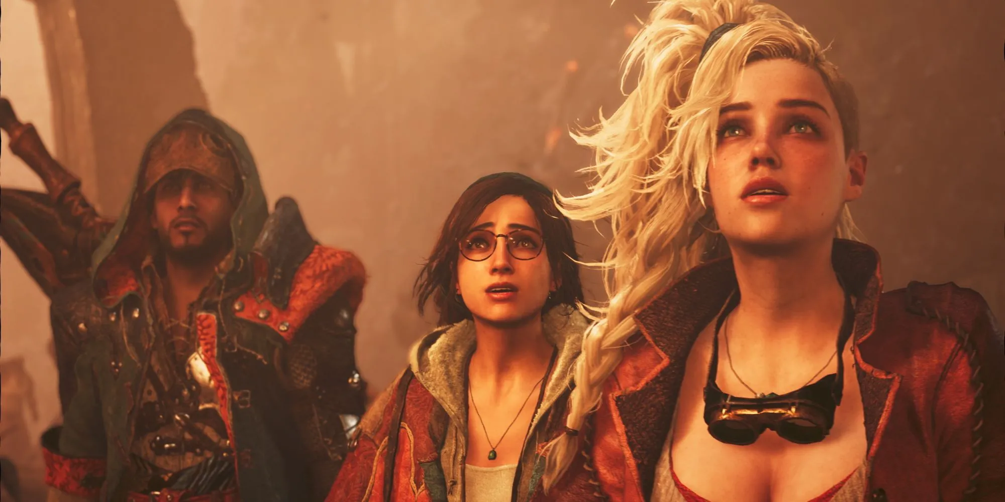 Các nhân vật trong Monster Hunter Wilds thể hiện sự quan ngại trước những hiểm nguy sắp tới
