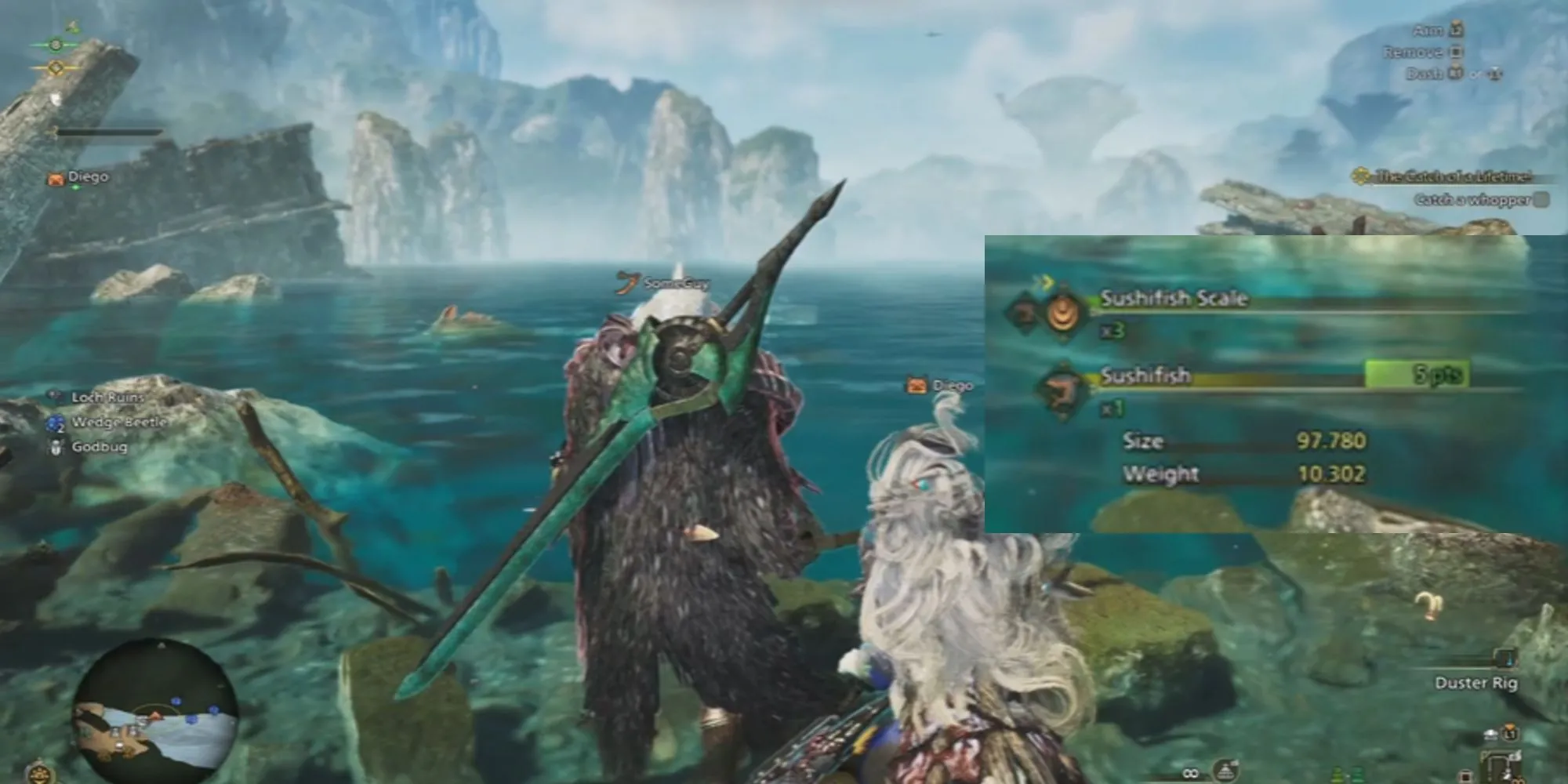 Các vật phẩm hữu ích như vảy cá, vây cá dùng để chế tạo trong Monster Hunter Wilds.