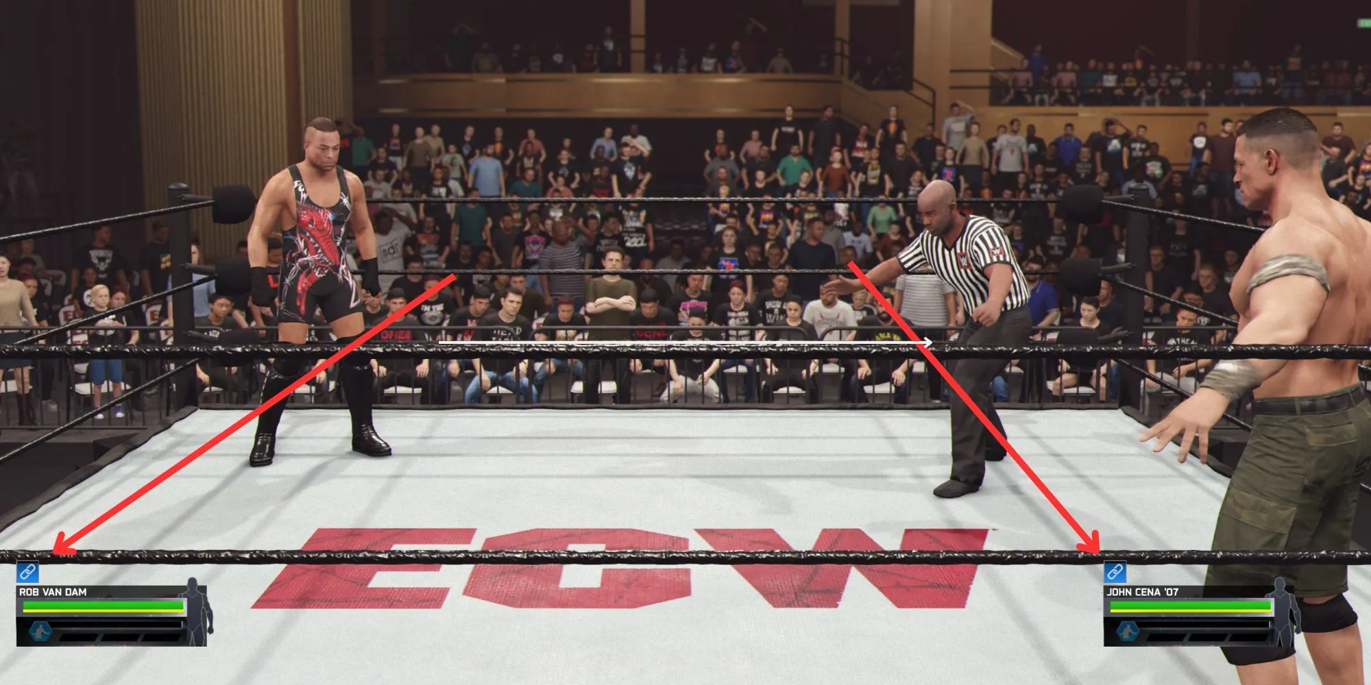 WWE 2K25: Bí Kíp Chain Wrestling Để Thống Trị Sàn Đấu 1 Cách kích hoạt Chain Wrestling trong WWE 2K25 với giao diện các nút bấm