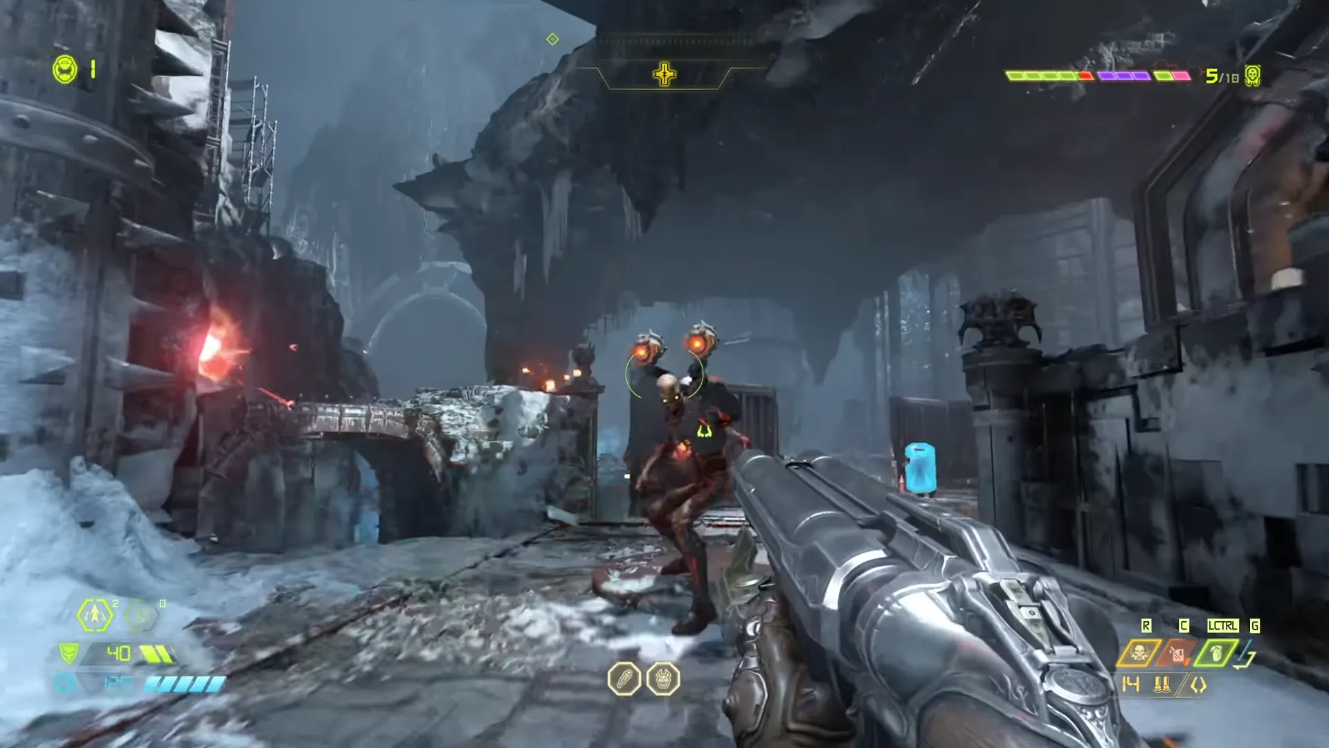 Cảnh chiến đấu máu lửa trong game DOOM Eternal