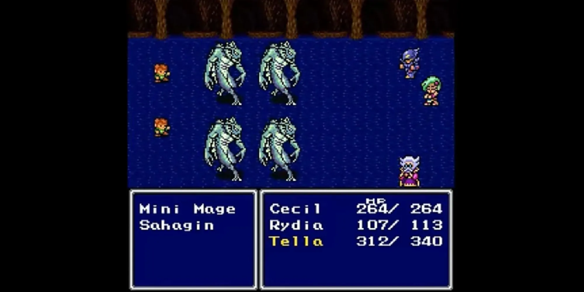 Cảnh chiến đấu theo lượt trong Final Fantasy VI với thanh ATB đặc trưng
