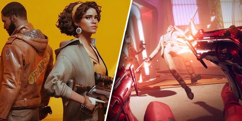cảnh hành động trong game Deathloop, một game bắn súng góc nhìn thứ nhất