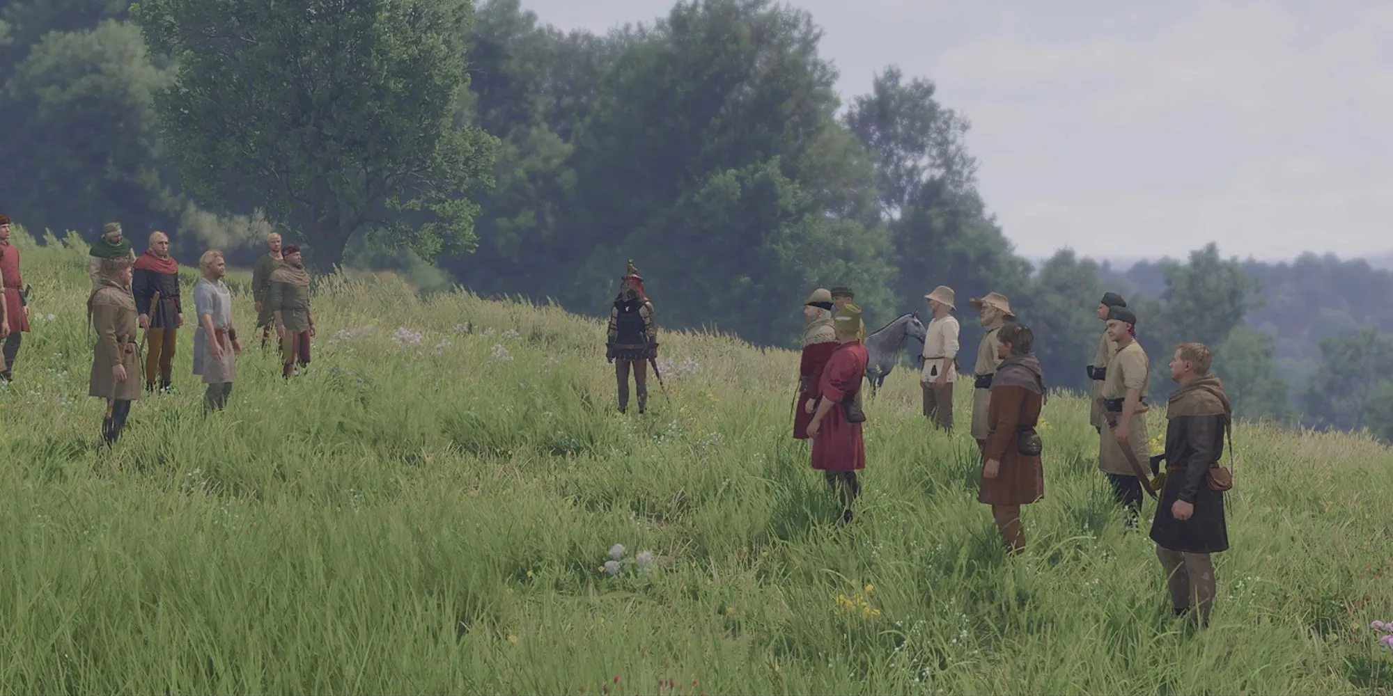 Cảnh hỗn loạn trong nhiệm vụ Battle of Frogs and Mice của Kingdom Come Deliverance 2