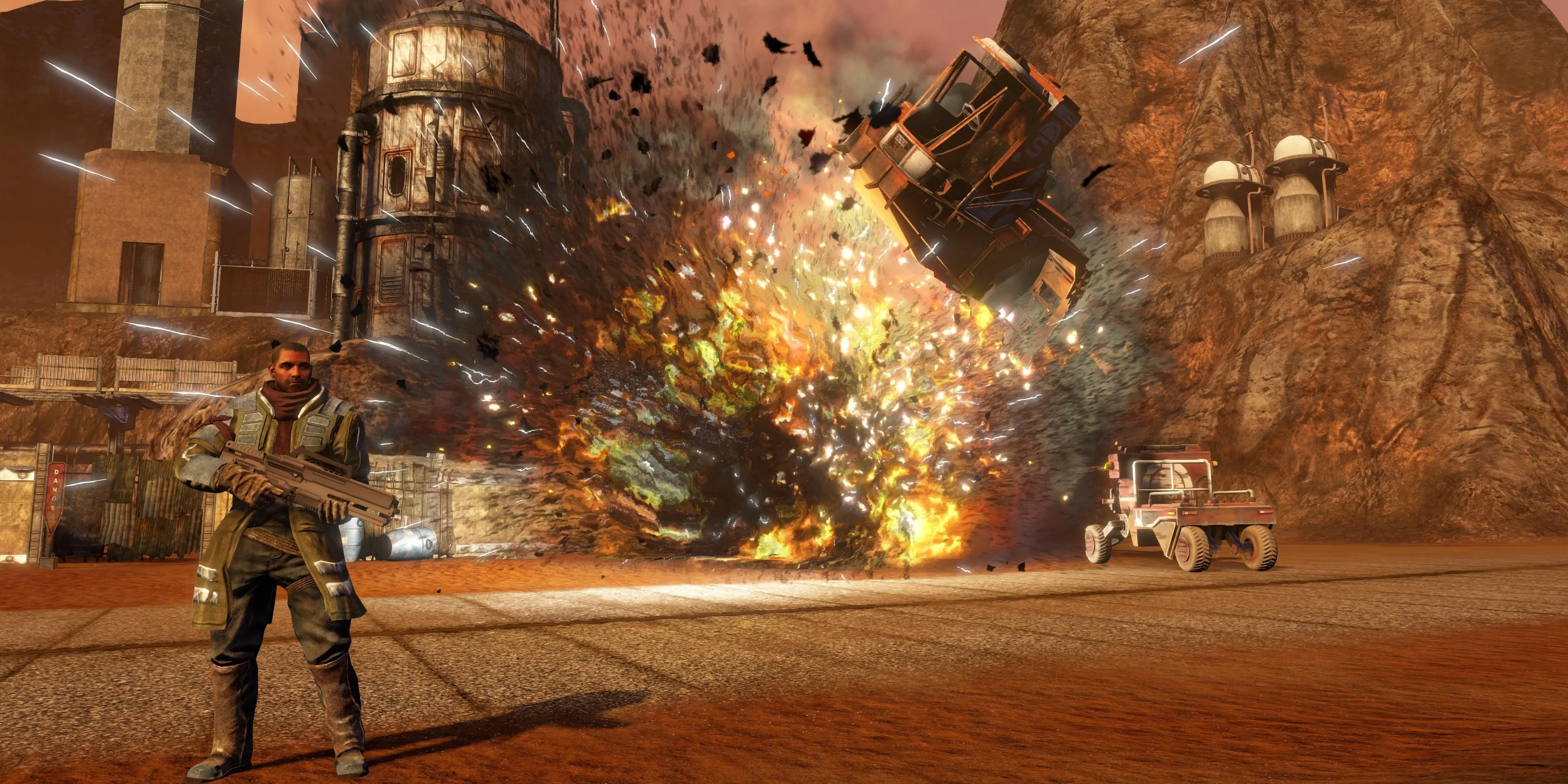 Cảnh phá hủy các phương tiện và công trình trong Red Faction: Guerrilla