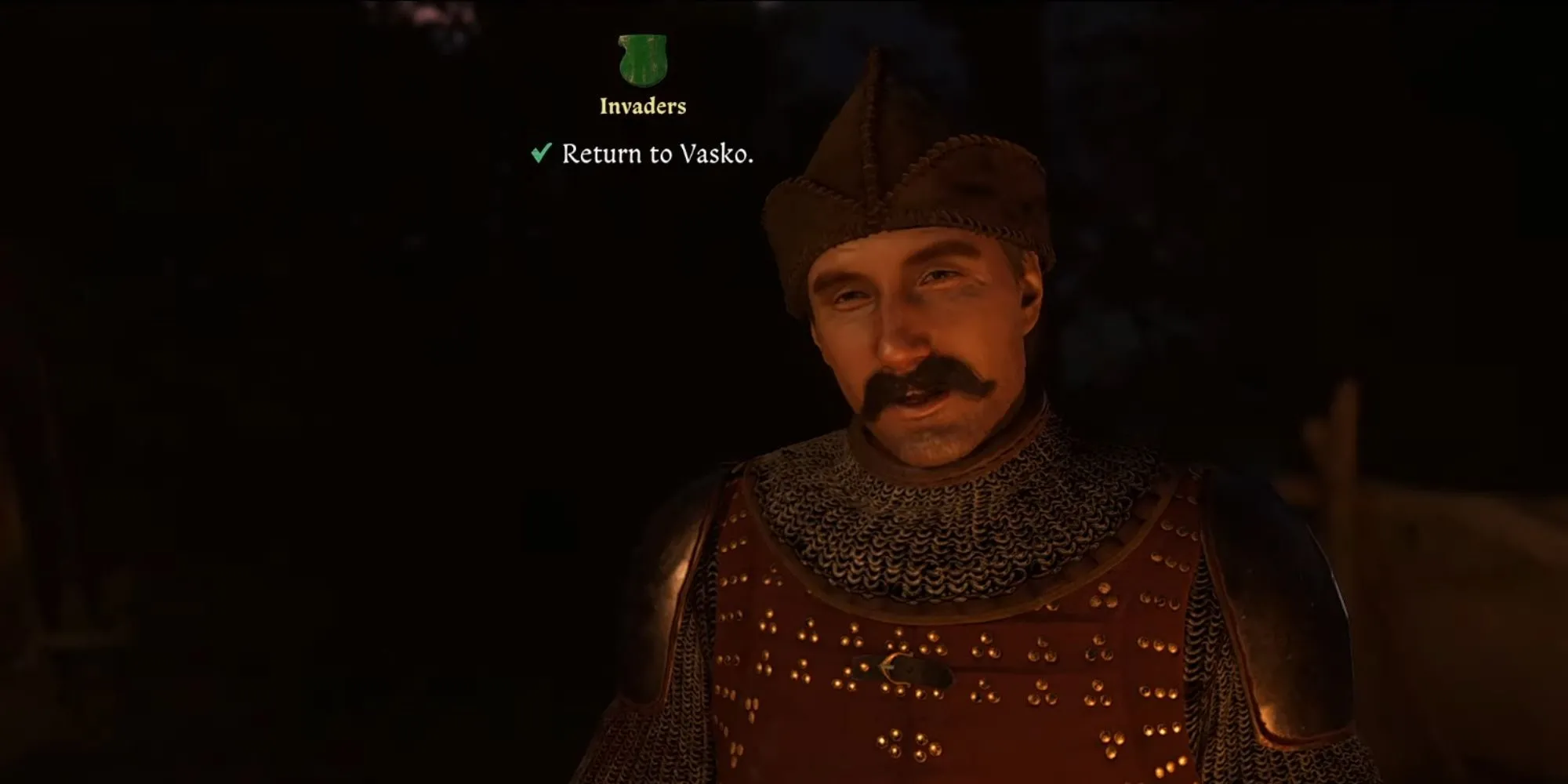 Cảnh trong nhiệm vụ Invaders của Kingdom Come Deliverance 2 với các nhân vật đang nói chuyện