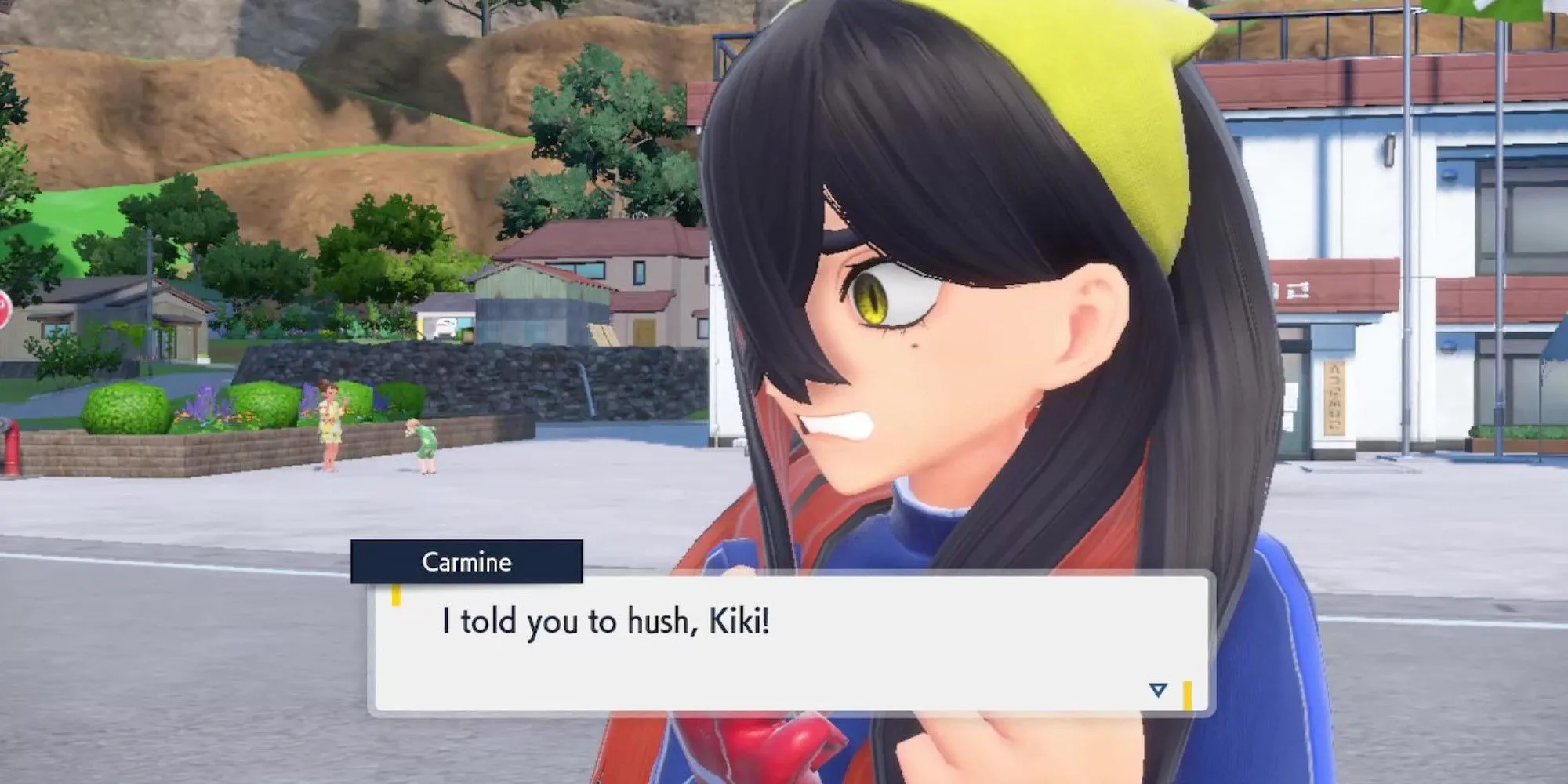 Carmine nói chuyện với Kieran trong DLC Pokemon Scarlet and Violet