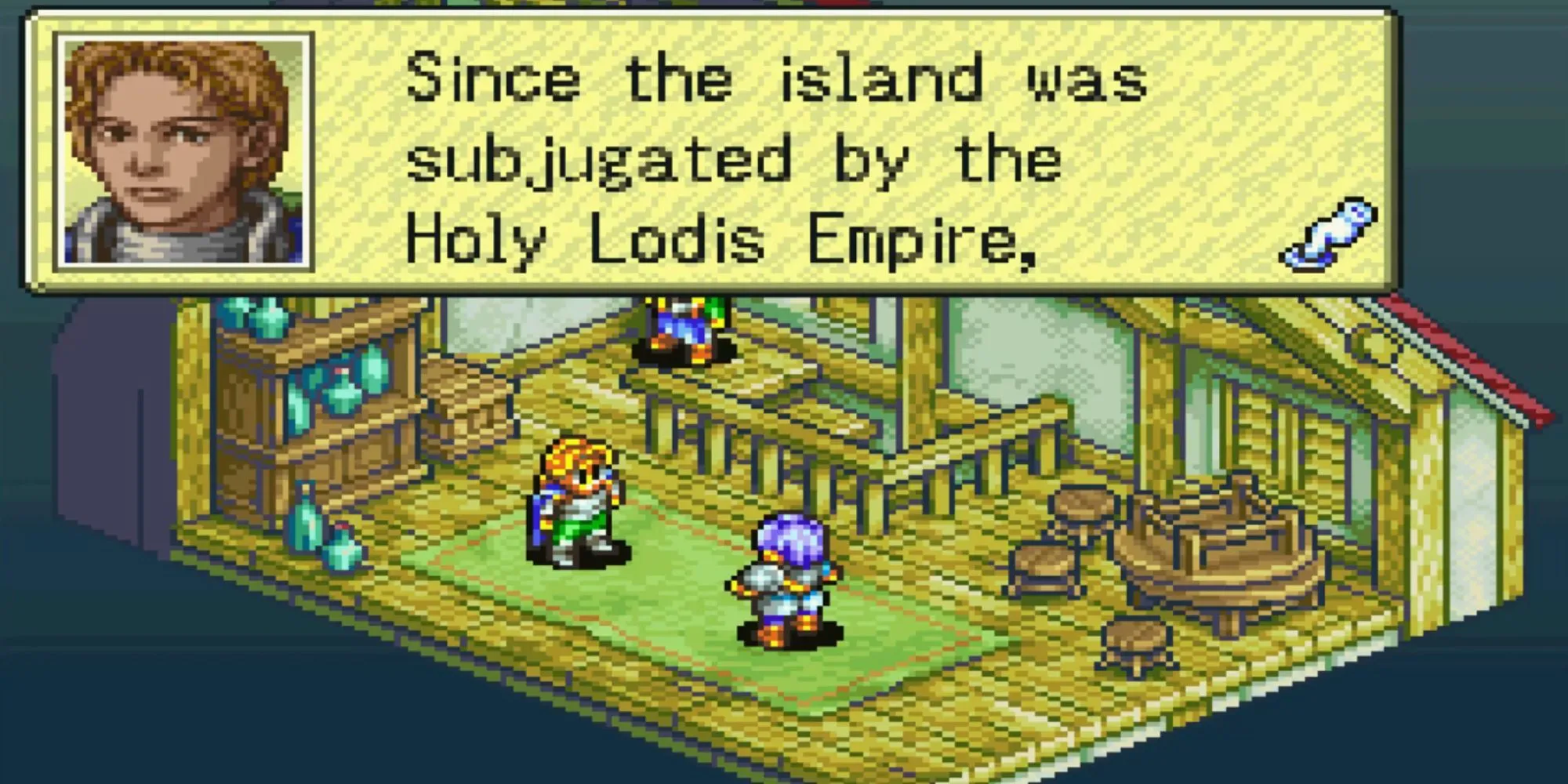 Cutscene game Tactics Ogre The Knight of Lodis GBA với nhân vật Alphonse