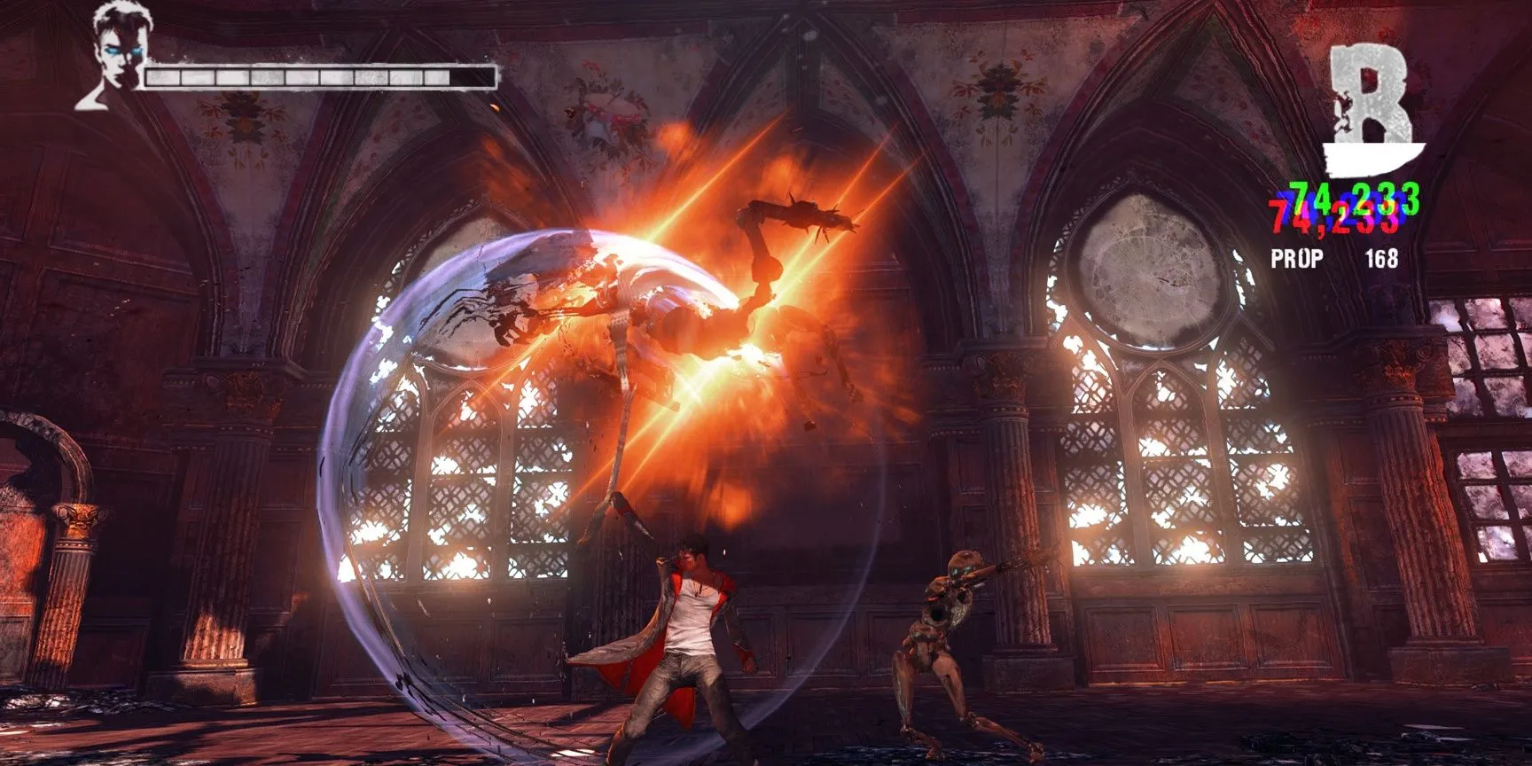 Dante thực hiện kỹ năng Prop Shredder trong DmC Devil May Cry