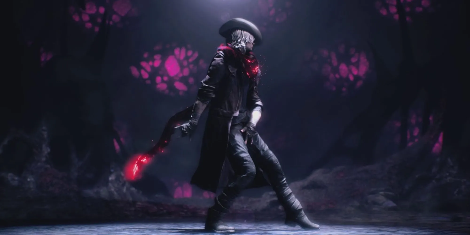 Dante với chiếc mũ Dr. Faust và khăn choàng đỏ trong Devil May Cry 5 - Vũ khí độc đáo liên quan đến Red Orbs