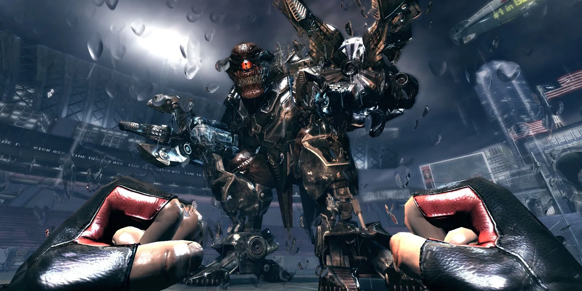 Duke Nukem đối đầu với một con quái vật khổng lồ trong Duke Nukem Forever