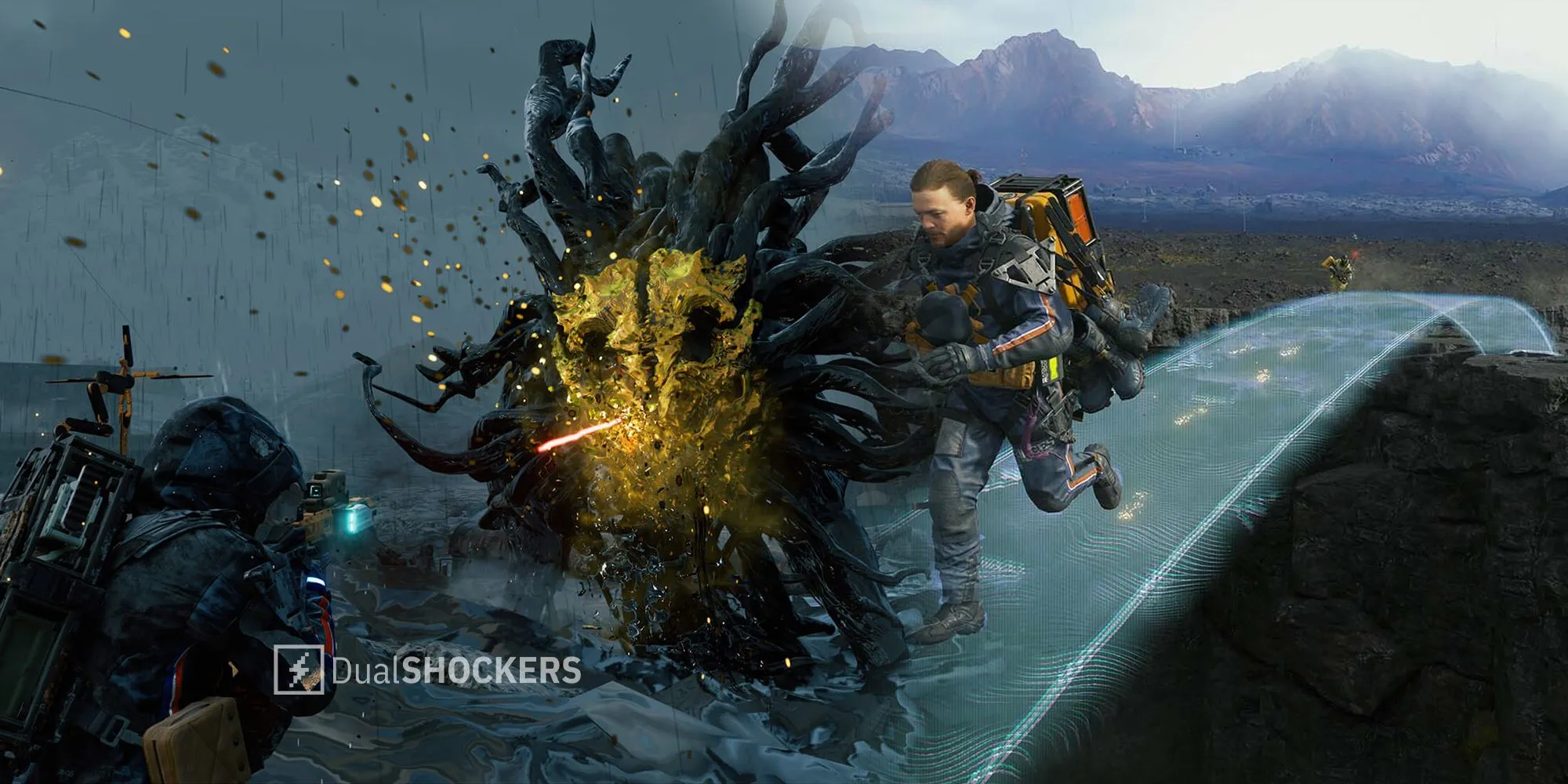 Gameplay chiến đấu và di chuyển của Sam Bridges trong Death Stranding