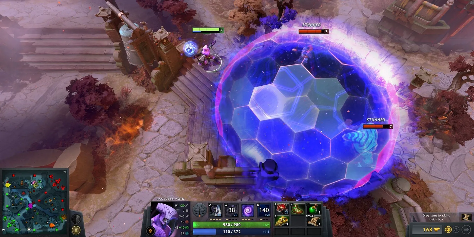 Gameplay của Dota 2 với các hero đang giao tranh