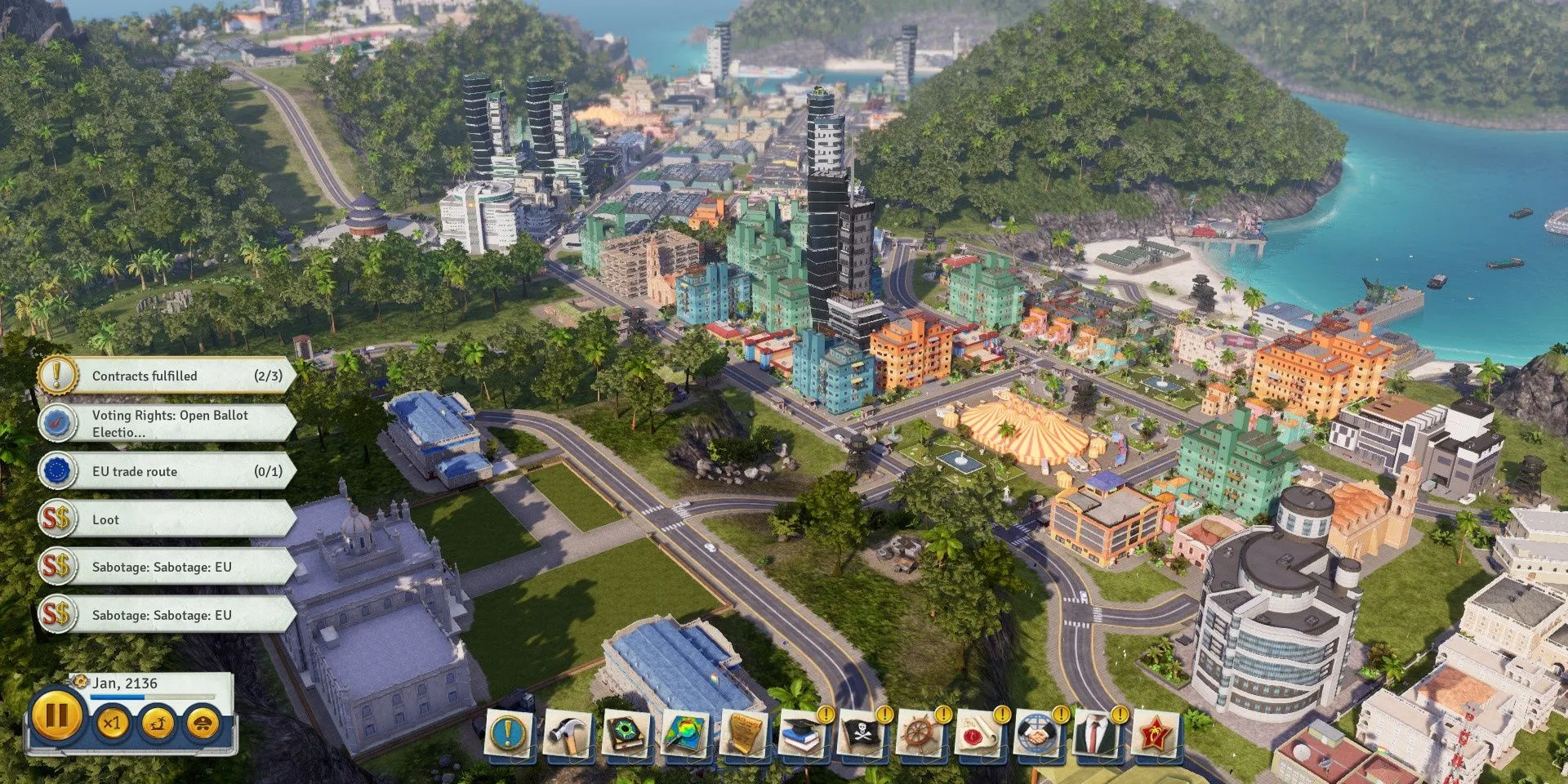Gameplay của Tropico 6 với các công trình và thành phố