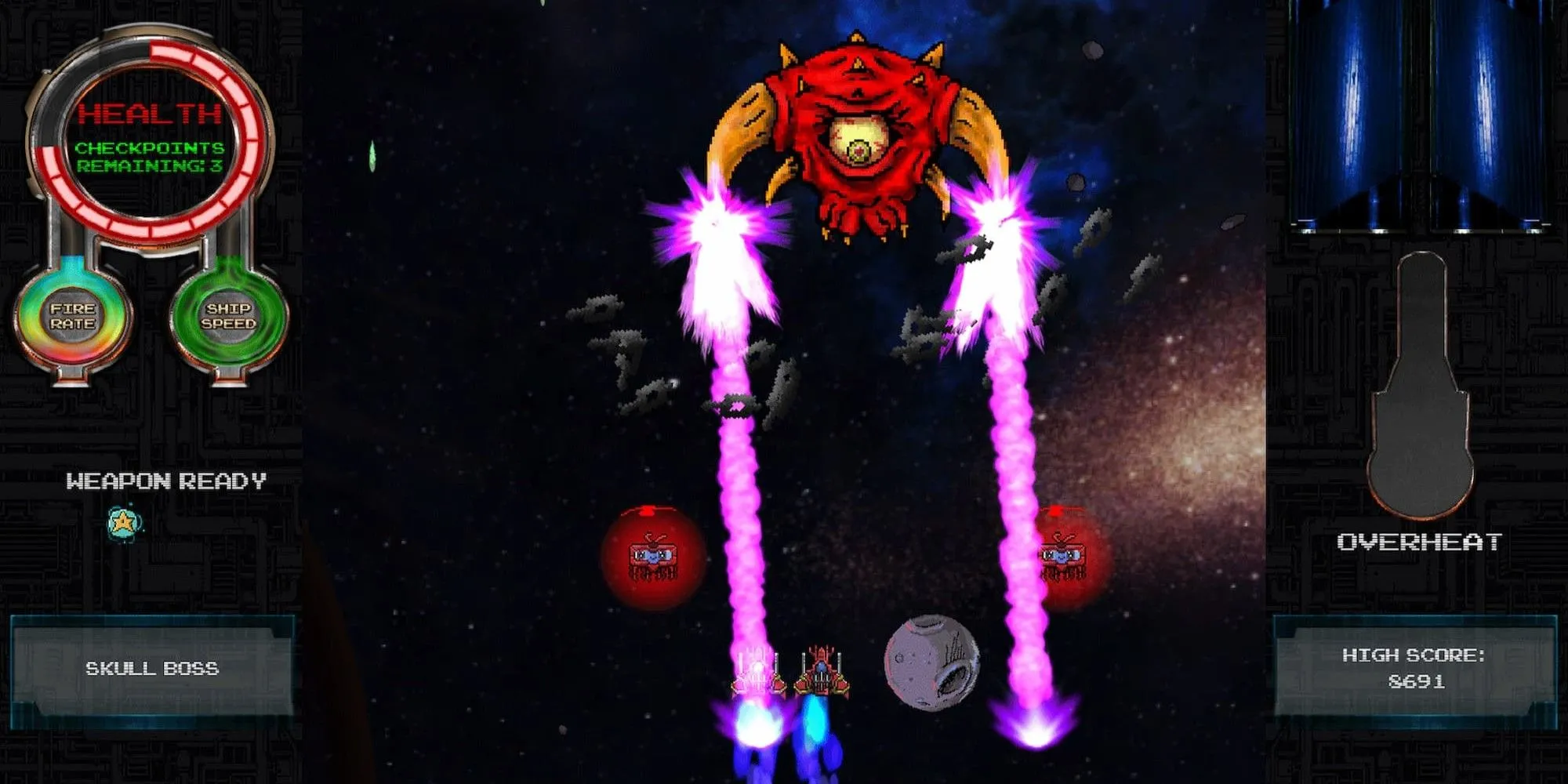 Gameplay Galagan's Island Reprymian Rising với phi thuyền bắn hạ kẻ địch theo đội hình