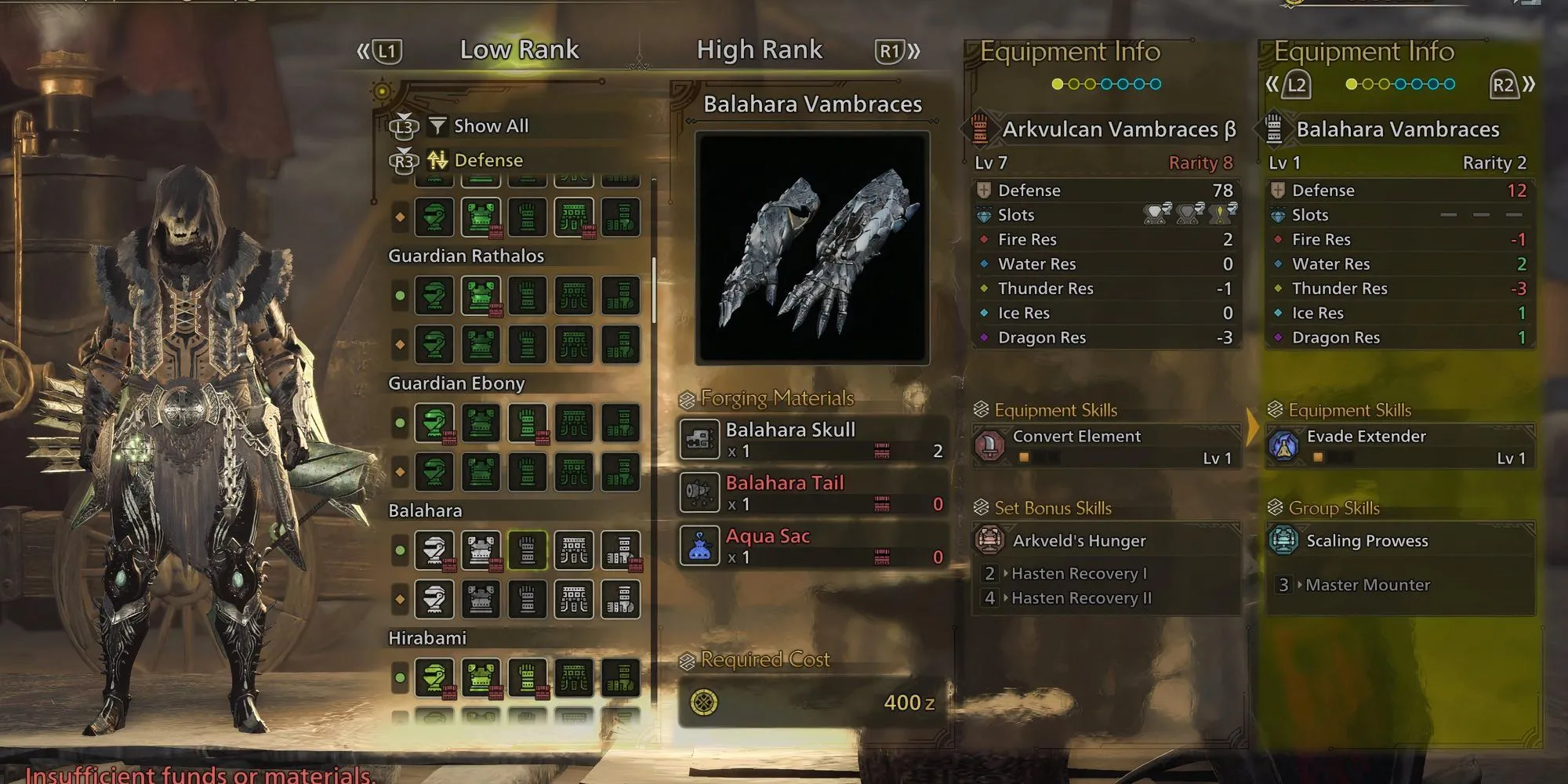 Găng tay Balahara Vambraces chế tạo từ Aqua Sac trong Monster Hunter Wilds