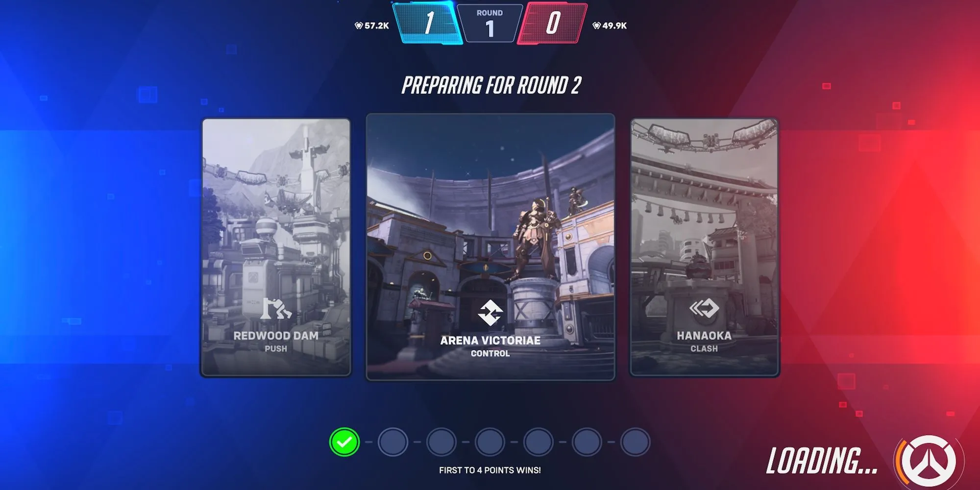 Giao diện bắt đầu vòng đấu mới trong chế độ Stadium Overwatch 2