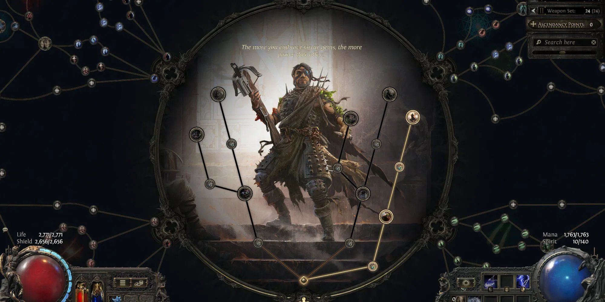 Giao diện lựa chọn Thăng tiến (Ascension) cho lớp nhân vật Mercenary trong Path of Exile 2