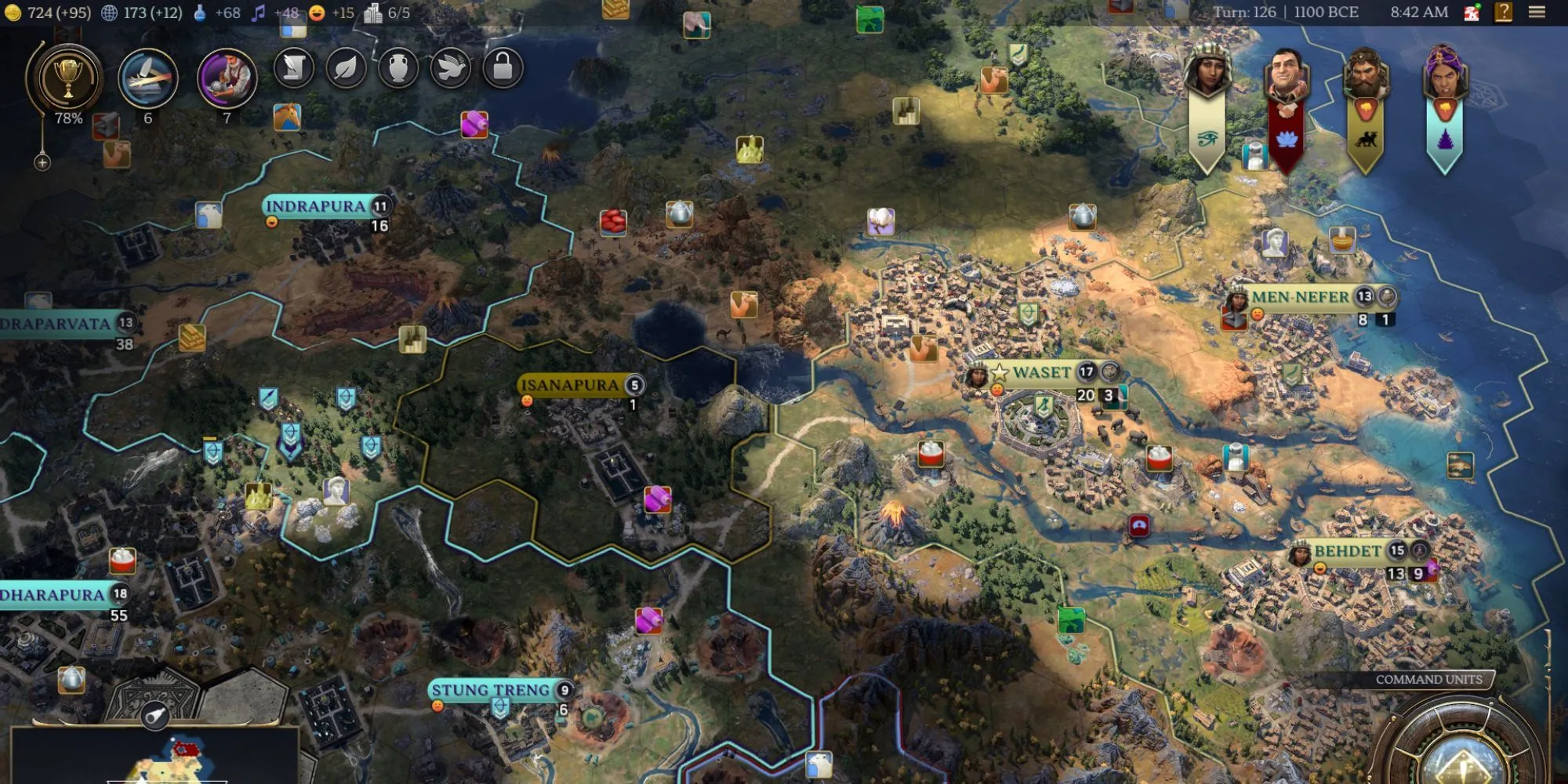 Giao diện quản lý thành phố và giới hạn dân số trong Civilization 7