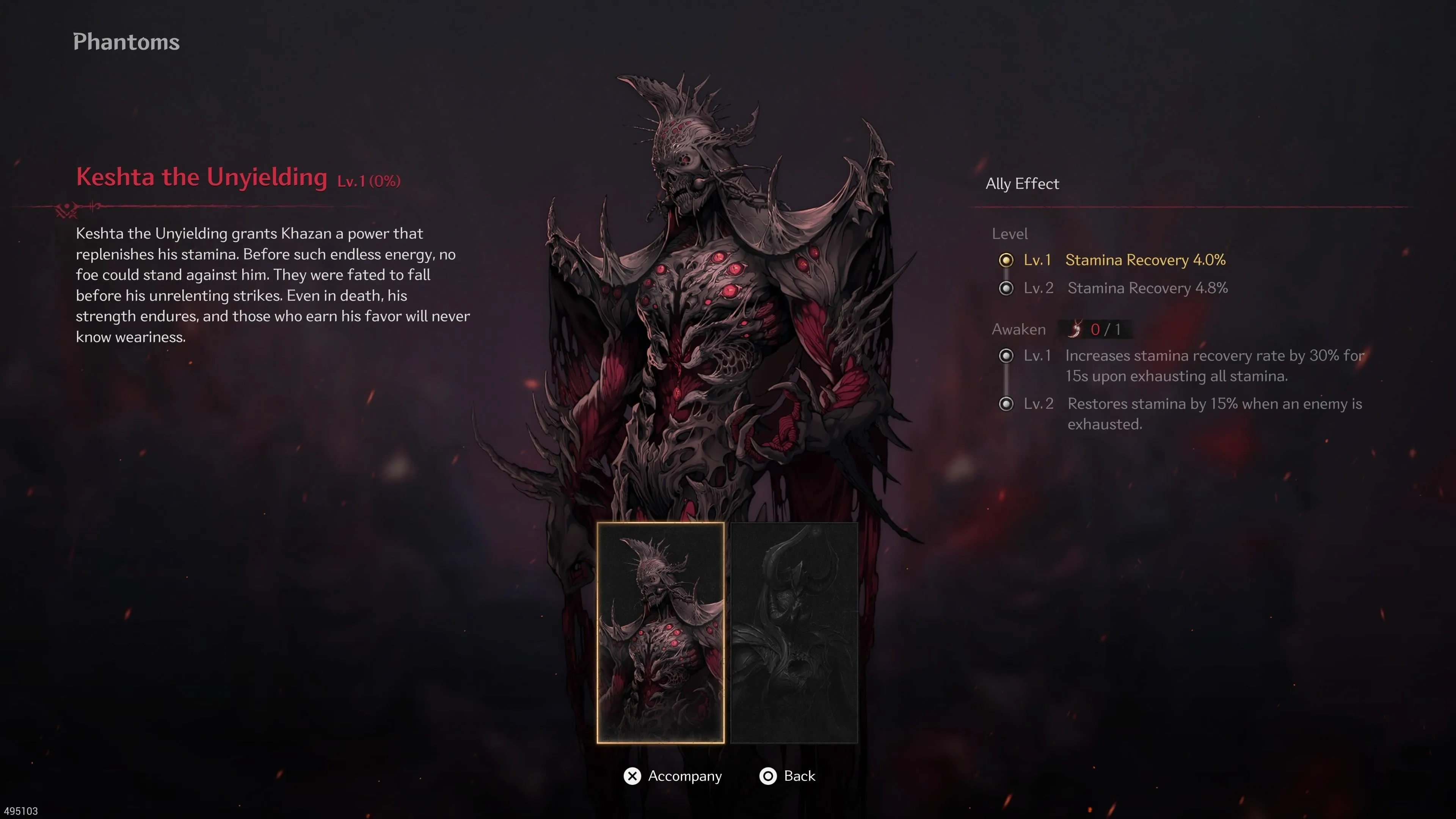 Giao diện trang bị Phantom Keshta trong The First Berserker: Khazan
