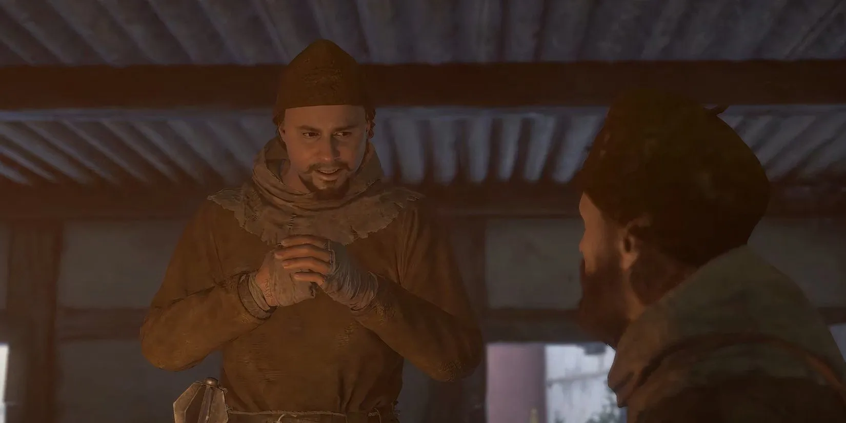 Hai người thợ mỏ trở nên khá căng thẳng khi đọc thư cho Henry viết trong Kingdom Come Deliverance 2