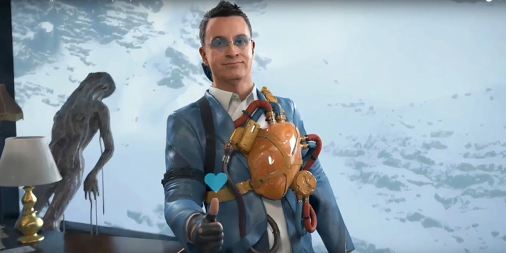 Heartman với chiếc kính trái tim đặc trưng trong Death Stranding 2