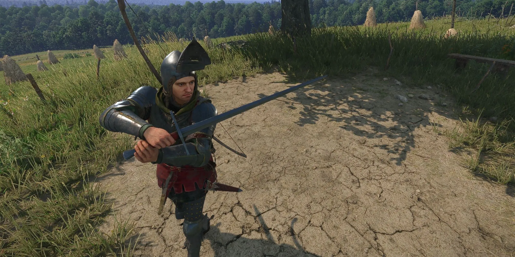 Henry cầm Kiếm Dài của Thợ Rèn Menhart trong Kingdom Come Deliverance 2